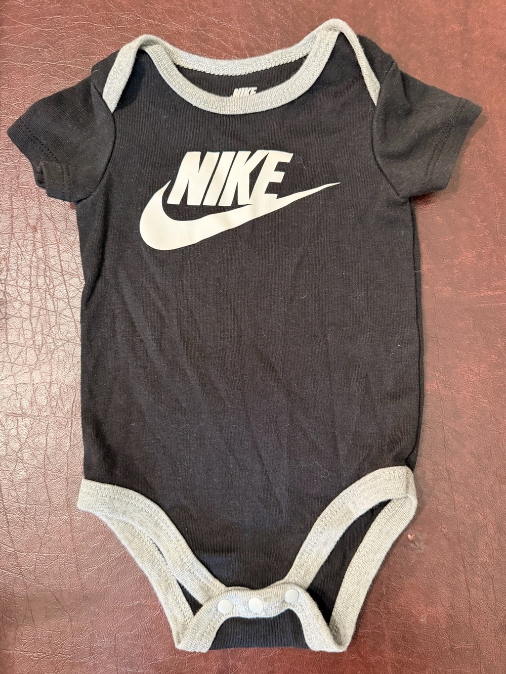 Nike Baby Bodysuit - Black Logo Onesie - 9M